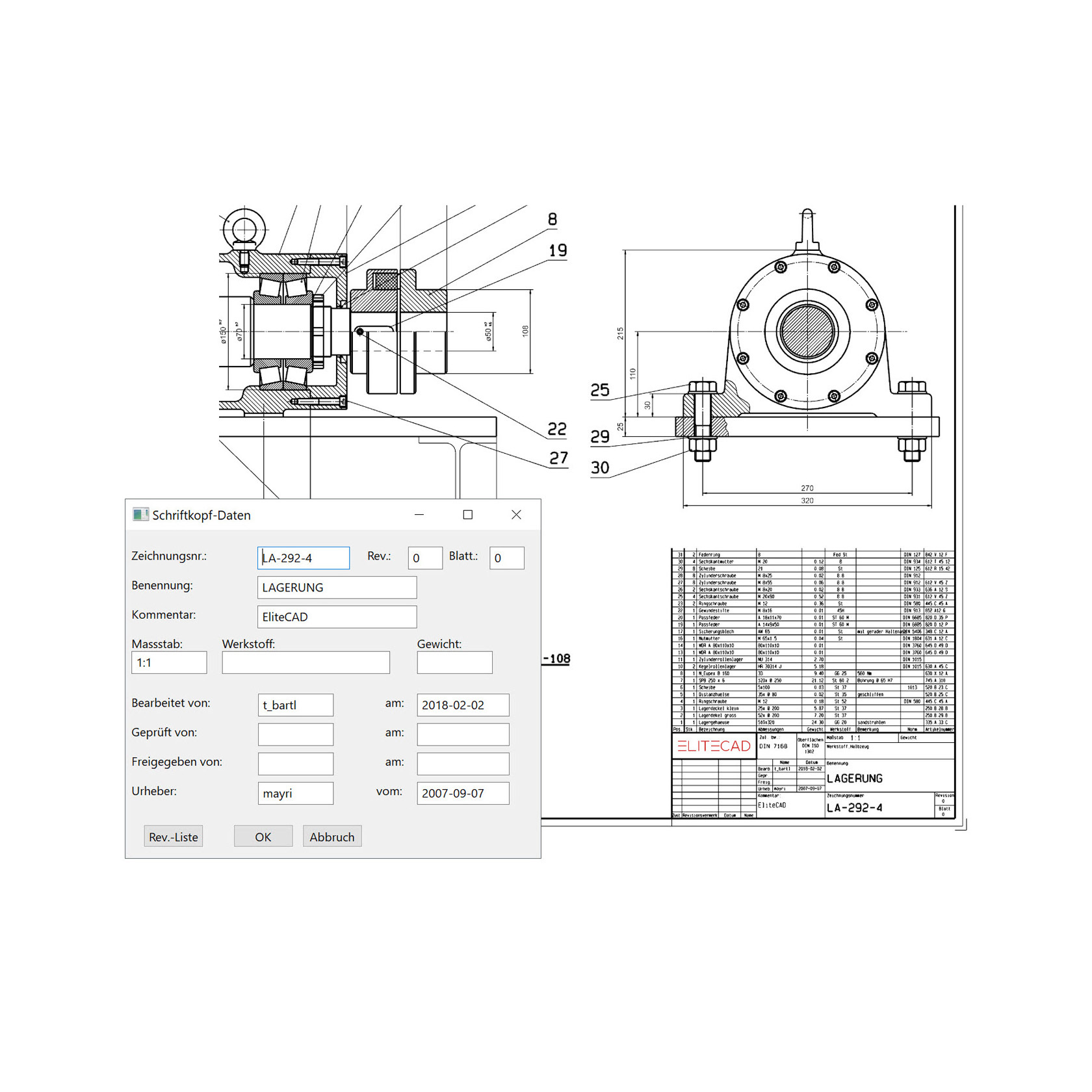 Manufacturing drawings in ELITECAD Mechanics
